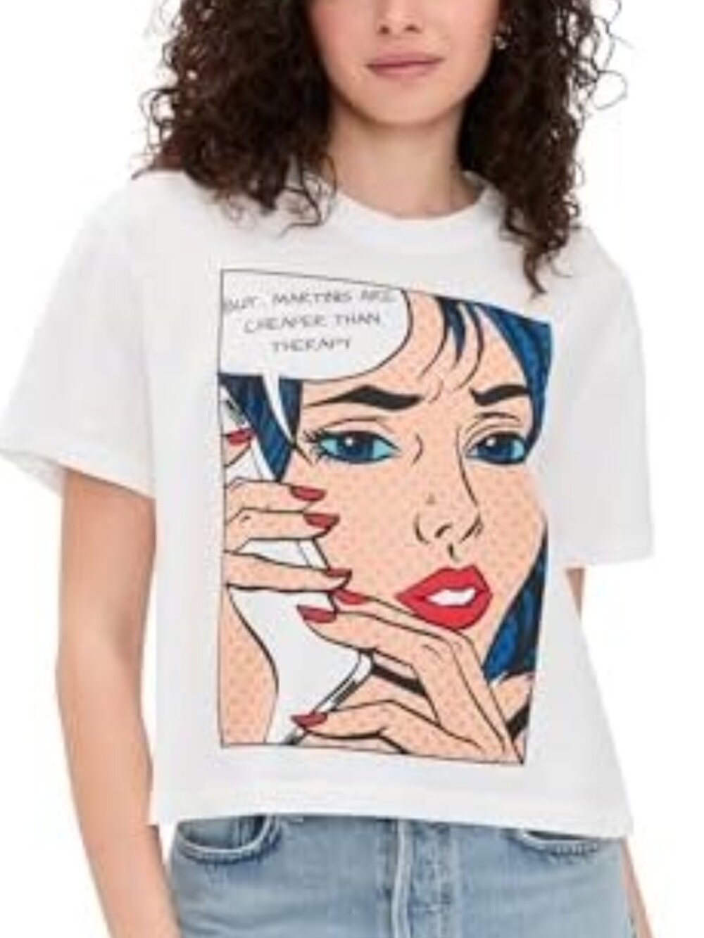 NWT $115 Sz XS ASKK NY  "Martinis...Therapy" Pop-Art Graphic Tee T-Shirt